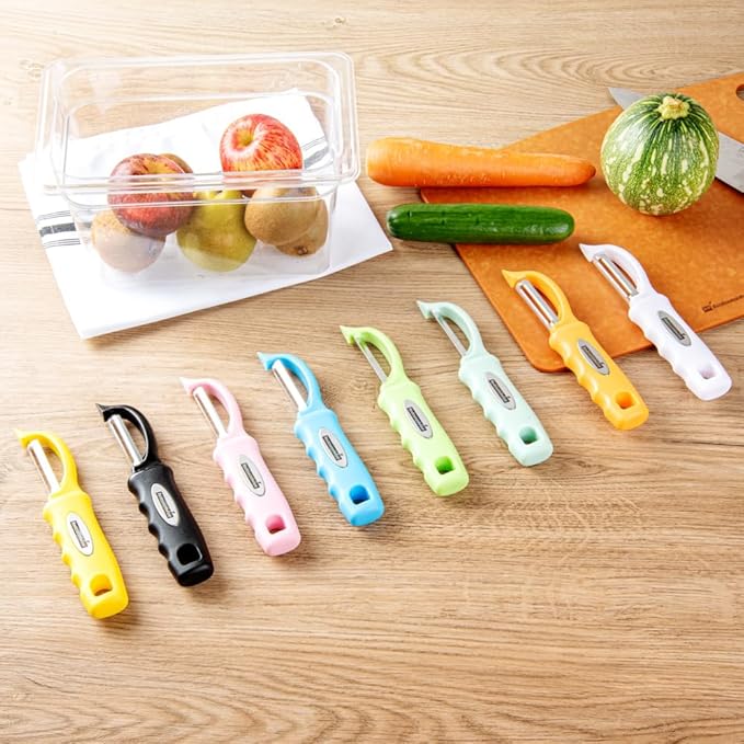 Restaurantware Comfy Grip 7.5 Inch Vegetable Peeler 1 Durable Potato Peeler - Sharp Swivel Blade Ambidextrous Handle Yellow Stainless Steel Veggie Peeler Built-In Blemish Remover