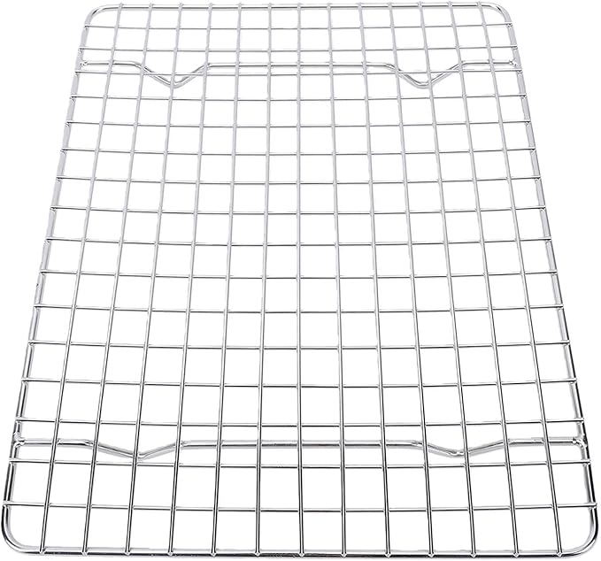 VINGVO Stainless Steel Cooling Rack, Wire Cookies Baking Drying Rack, Oven Baking with Support Feet, Ideal for Cookies, Cakes, Breads, Pizzas, Roasting Meats & Vegetables (25x19.5x1.5cm /
