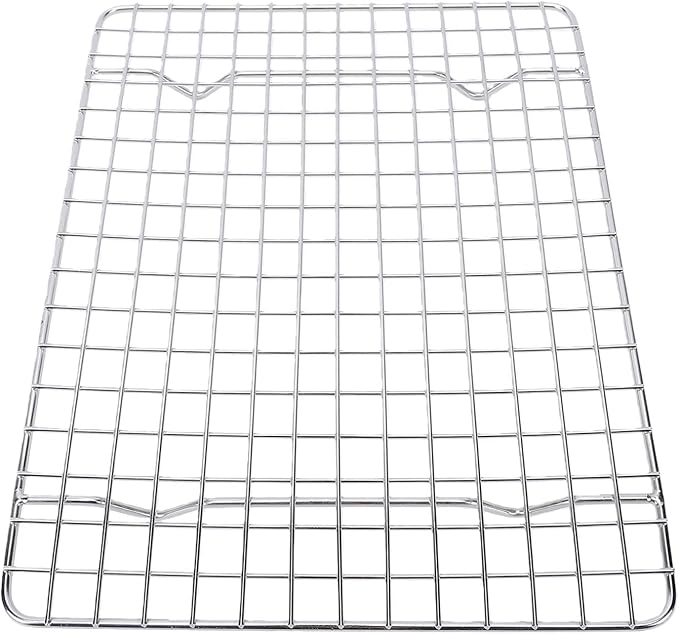 Yunseity Stainless Steel Cooling Rack, Grid Wire Oven Safe Cookie Drying Rack for Baking, Heavy Duty Cooking Ideal for Roasting Cooling (25x19.5x1.5cm / 9.84x7.68x0.59in)