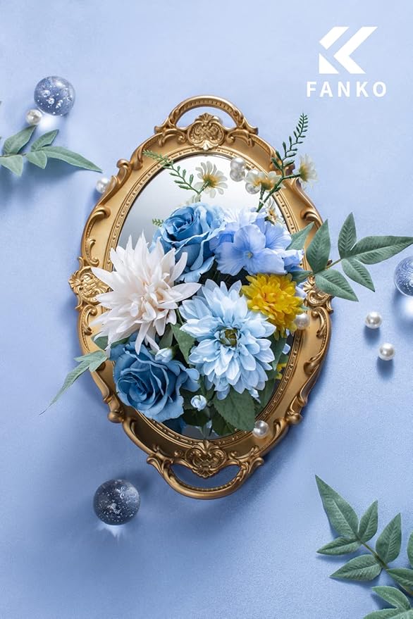 FANKO Artificial Flowers for DIY Bouquet, Blue Faux Rose, Blue White Yellow Fake Flower Rose Dahlia Daisy Hydrangea for Vase, Floral Arrangement, Centerpieces, Wedding Arches, Home Decor, Party Décor