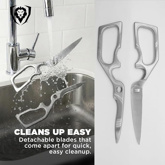 Dalstrong Kitchen Scissors — Japanese Stainless Steel Shears, Ambidextrous, Detachable for Cleaning — For Spatchcocking Chicken, Trimming Herbs, Pizza, Flatbread & Package Opening