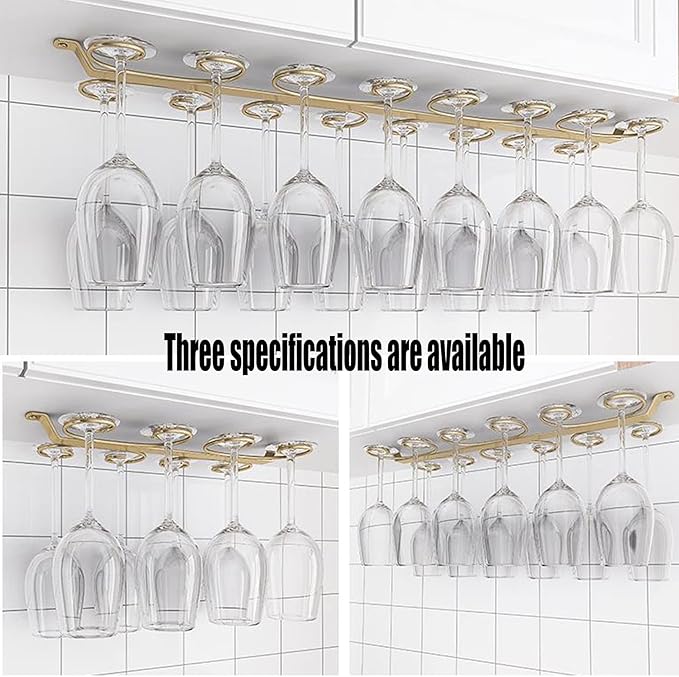 Under Cabinet Wine Glass Holder Iron 12 Hooks, Black Wire Hanging Rack, Storage Hanger Organizer, Space Saving, With 6 Hooks For Multiple Uses, Easy To Install