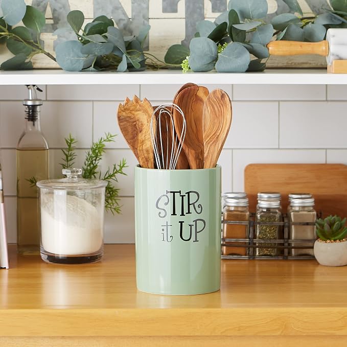 DII Kitchen Accessories Retro Collection Ceramics, Utensil Holder, Jadeite