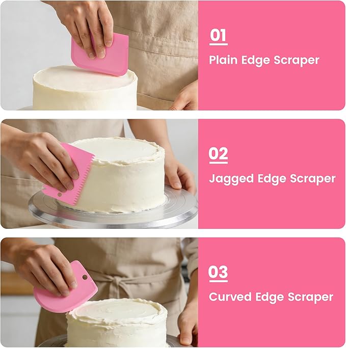 Dessert Decorating Syringe Set - Cupcake Icing Piping Kit, Cupcake Frosting Filling Injector with 54 Piping Icing Nozzles, 9 Silicone Cupcakes, 3 Cream Scrapers -for Cake,Cupcakes,Cookie (69Pcs-Pink)
