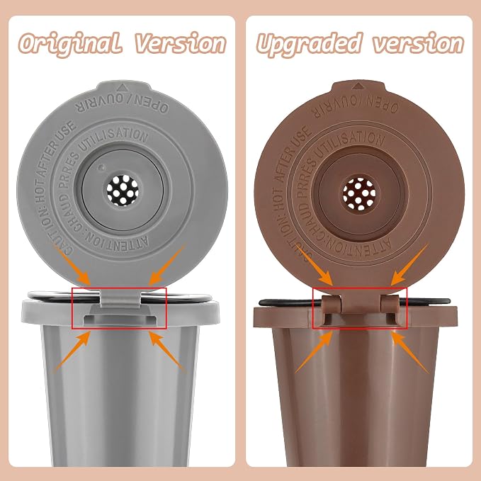 Newly upgraded Reusable Filter Cup for Cuisinart, Compatible with Cuisinart #SS-RFC HomeBarista Reusable Filter Cup, Brown (2 Pack)