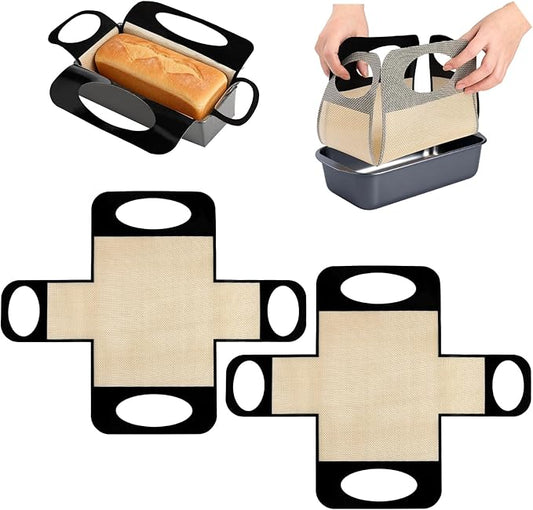 2 Pack Reusable Silicone Loaf Liners, Heavy-Duty Non-Stick Bread Baking Slings with Easy-Grip Handles, Effortless Release & Dishwasher Safe, Heat Resistant, Perfect for 9x5" / 1.5Lb Pans