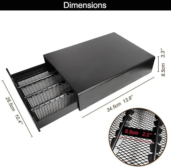 Miuly K-Cup Holder Drawer, Coffee Capsule Drawer for Vertuoline Nespresso Vertuo,Dolce Gusto, K-Cup, 24-36 Pod Pack Holder, Home Kitchen Counter Organizer, Black