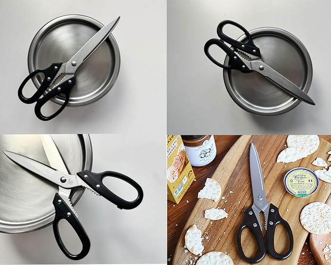 Multipurpose Kitchen Shears Heavy Duty Japan Tanaka Scissors Diamond Cut Stainless Steel 타나카 방산시장 강주은 주방가위 깡스가위(Black)