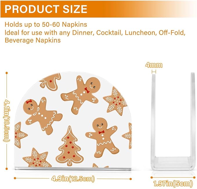 Acrylic Fall Napkin Holder for Table Kitchen Christmas Gingerbread Cocktail Dinner Napkin Holders Paper Towel Dispenser Countertop Modern Home Decor