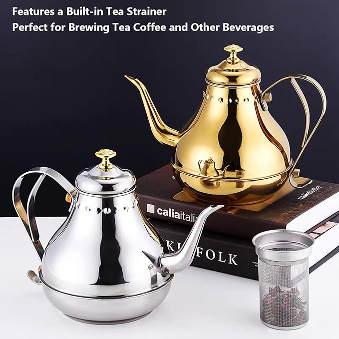 Royal Gooseneck Tea Kettle Stainless Steel Large Capacity Multi-Functional Coffee Pot with Built-in Strainer