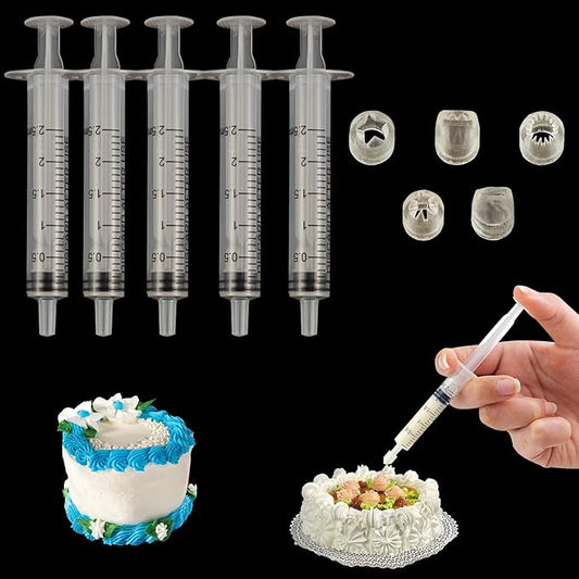 5Pcs Mini Cake Decorating Tips with 5 Cylinder Tiny Cake Modeling Piping Tool Pastry Tips for DIY Polymer Clay Dollhouse Fairy Garden Miniatures Landscape Crafts Decor