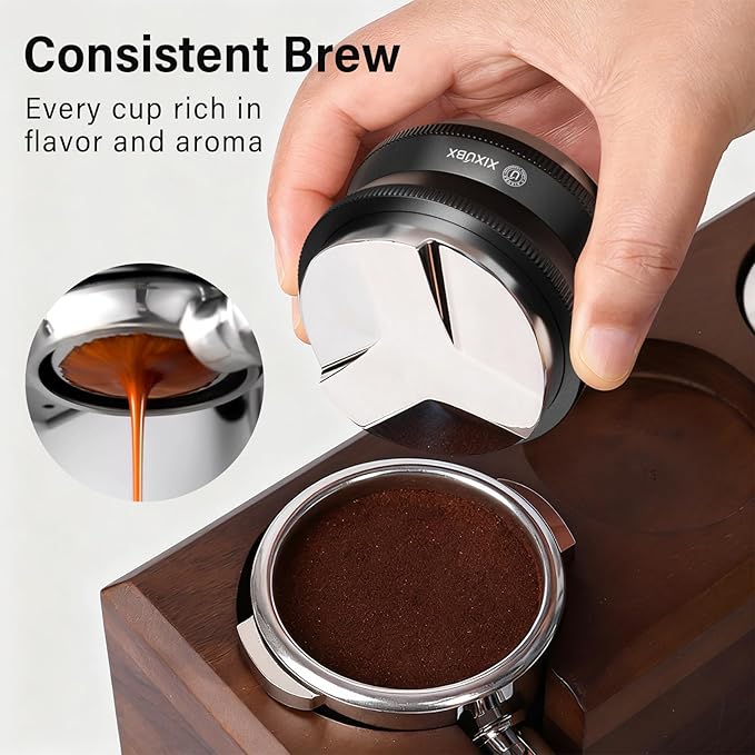 XIXUBX 51mm Espresso Tamper, Coffee Distributor and Tamper 304 Stainless Steel, Adjustable Depth Distribution Tool Fits XIXUBX Espresso Coffee Machines and Other 51mm Portafilter