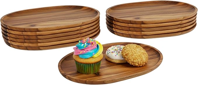 Woodard & Charles Medium Acacia Oval Tray, 8" W x 12L, ★★Pack of 12★★