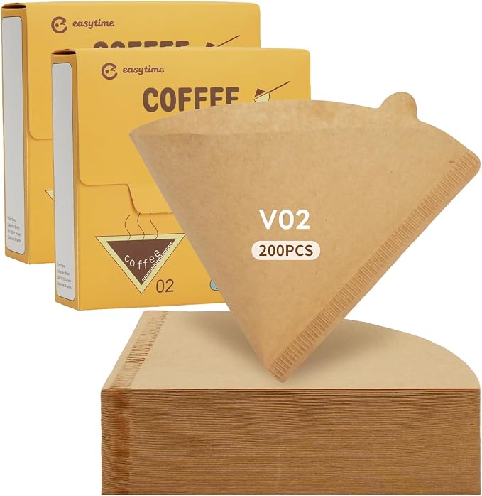 #2 Coffee Filters, 200 Count Cone Coffee Filters #2, Small Unbleached Paper Coffee Filter 2-4 cup for Pour Over and Drip Coffee Maker (2 Boxes, 200 Count Total)