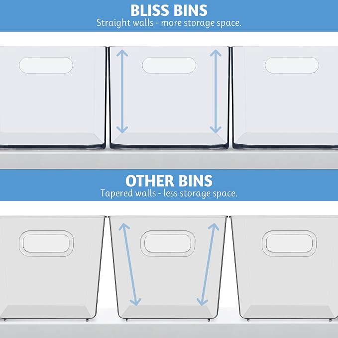 STORi Bliss 10" x 6" Open Clear Pantry Organizer Bin, Plastic Containers with Handle for Kitchen, Fridge, Cabinet, Closet, Bathrom, Undersink Storage Made in USA