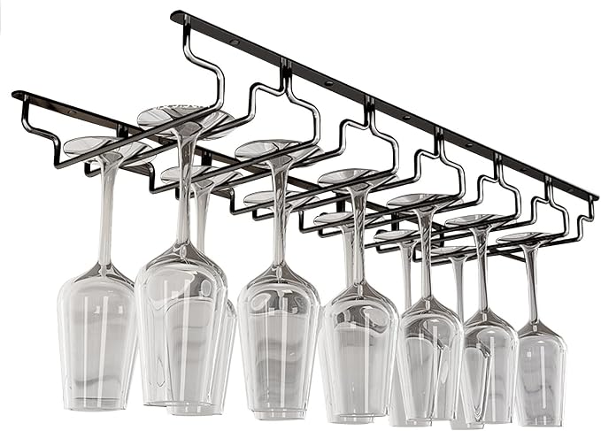 Wine Glass Rack, Under Cabinet Stemware Storage Racks Hanging Wine Glasses Holder, Wrought Iron Metal Stainless Steel Glass Holder Storage Rack Hanger for kitchen bar (Size : 68.5x22.5x5.5cm)