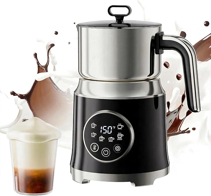 Milk Frother,Variable Temp and Froth Thickness,27oz/800ml Milk Steamer and Frother for cappuccino or Latte,Dishwasher Safe,6-in-1 Frother Machine,Fast Heating,Low Noise