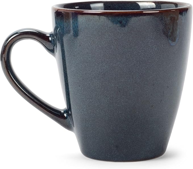 Elanze Designs Sophisticated Modern Chic Smooth Ceramic Stoneware Dinnerware Mugs Cups Set of 4 - Navy Blue