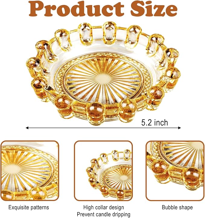 Glass Candle Holder Tray – Decorative Bubble Candle Dish for Home Decor Jewelry Holder Dish Tea Light & Votive Display Glass Plate Accessory