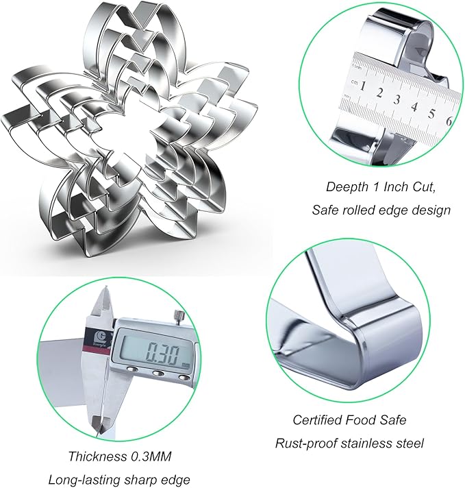Cherry Blossom Flower Cookie Cutter Set - 4 Piece Sakura Cookie Cutters - Stainless Steel