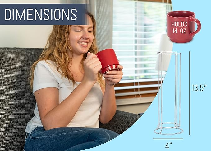 Nat & Jules Stacking Red 14 ounce Ceramic Stoneware Mugs With Stand Set of 4