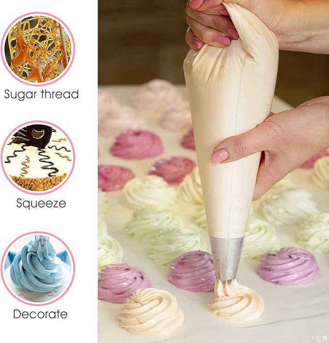 VolksRose 100Pcs Disposable Piping Bags, 24 inch Anti Burst and Non-Slip Pastry Bags, Thicken Cake Decorating Bags Icing Piping Bags for Cake Cupcakes Cookies Frosting, White