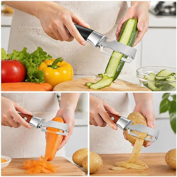 2026 New Multifunctional Vegetable Peeler with Bottle Opener, Kitchen 2 in 1 Handheld Stainless Steel Fruit Veggie Peeler for Fruit and Veggie (2 Pack)