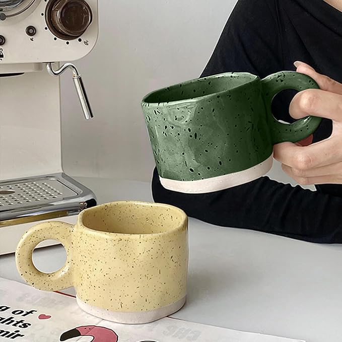 Coffee Mugs Set of 4, 10oz Coffee Cups Ceramic with Splash-ink & Comfortable Handle, Dishwasher & Microwave Safe, Multi-color Ceramic Stoneware Mug Set for Home, Office, Gift