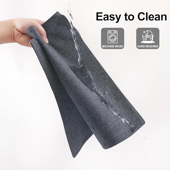 Homaxy Cloths Placemats for Dining Table Set of 8, Heat Resistant Washable Cotton Linen Blend Table Mats, Easy to Clean Place Mats for Indoor Outdoor Party Kitchen Decoration, 13" x 19", Charcoal Gray