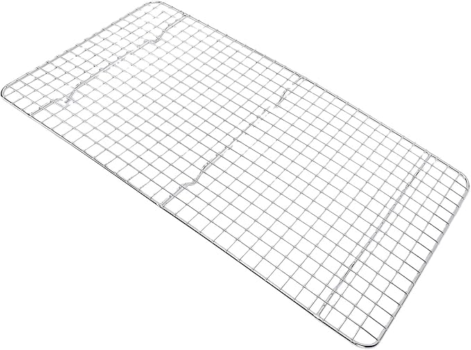 Generic Stainless Steel Cooling Rack, Baking Rack Set with Grid Hollow Design & Stable Support Feet, Dishwasher Safe, Ideal for Oven Cooking, Roasting & Grilling, 18.1x9.8inch (Silver)