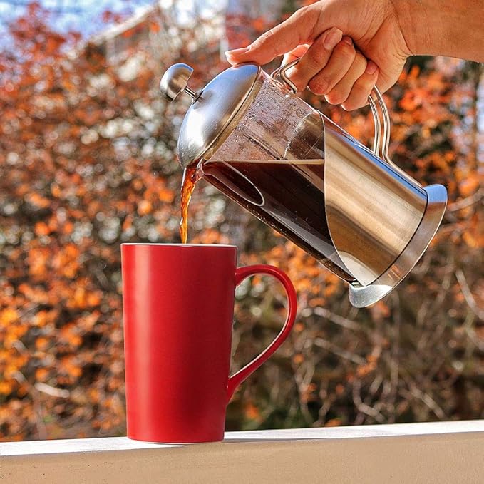20 oz Large Coffee Mugs, M007 Plain Tall Ceramic Cup with Handle for Dad Men, Set of 2, Christmas Red