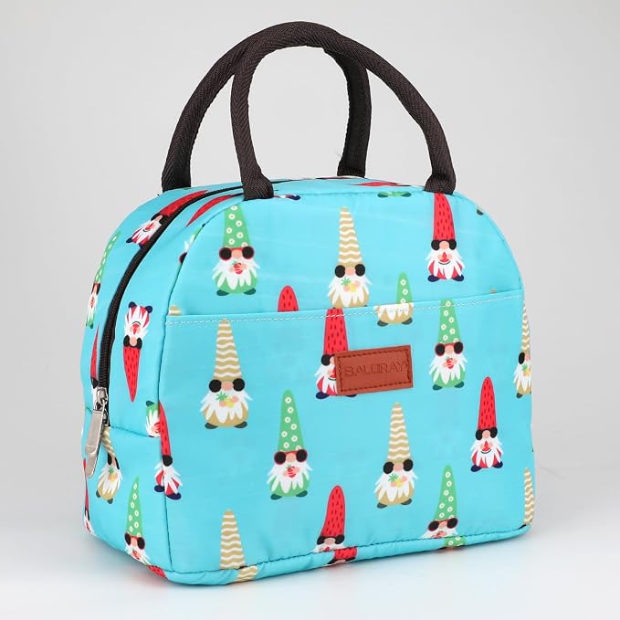 BALORAY Lunch Bag for Women Men Cute Reusable Insulated Lunch Box Large Capacity Lunch Tote Bag for Work, Picnic or Travel (Summer Gnomes)