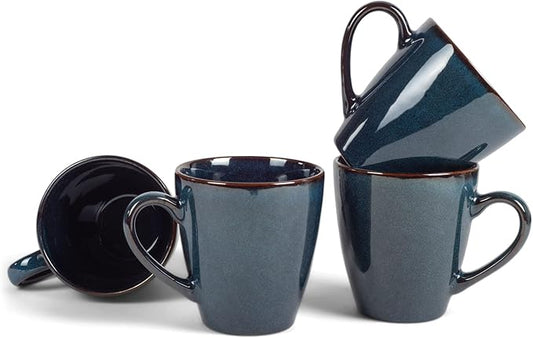Elanze Designs Sophisticated Modern Chic Smooth Ceramic Stoneware Dinnerware Mugs Cups Set of 4 - Navy Blue
