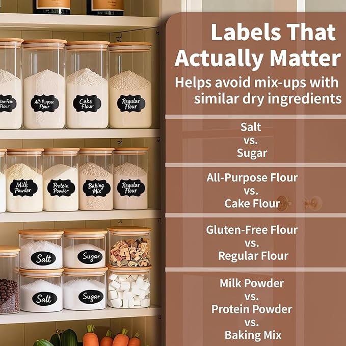 77L Glass Storage Containers with Lids [Multi-Size Set of 5], Airtight Glass Canisters for Kitchen & Pantry Organization, Clear Food Jars for Pasta, Cereal, Flour, Sugar, Coffee, Nuts & Snacks