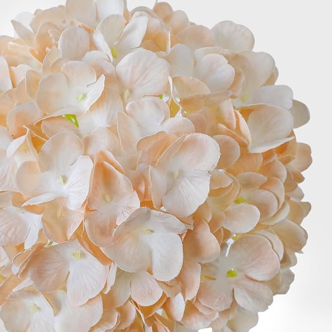 JINWOE Boho Faux Hydrangea Flowers, 4PCS 21" Silk Real Touch Vintage Lifelike Silk Flowers,Artificial Hydrangeas with Stems Bouquet Fake Flowers for Wedding Centerpieces Tables Party Outdoor Home