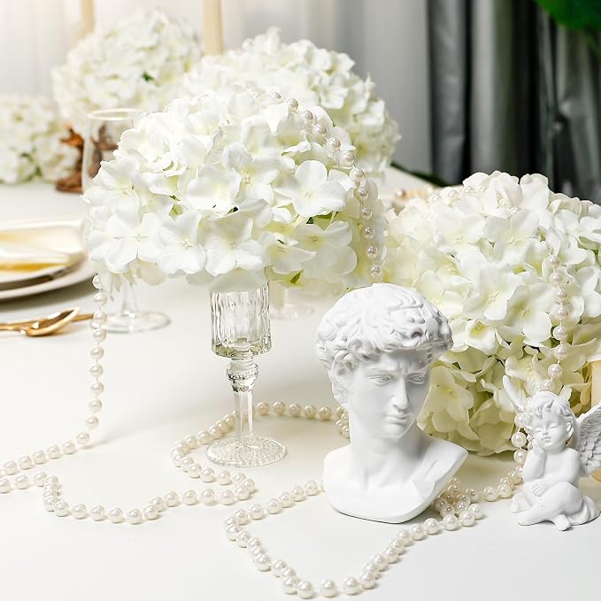 Auihiay 8 PCS Half Hydrangea Wedding Flower Balls for Centerpieces, White Hydrangea Artificial Flower Ball Centerpieces, Artificial Flower Balls for Tables Centerpieces, Home, Wedding Decoration