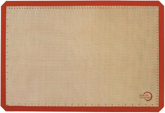 Mercer Culinary Silicone Bake Mat, Full Size, 16.5-Inch x 24.5-Inch, Orange border