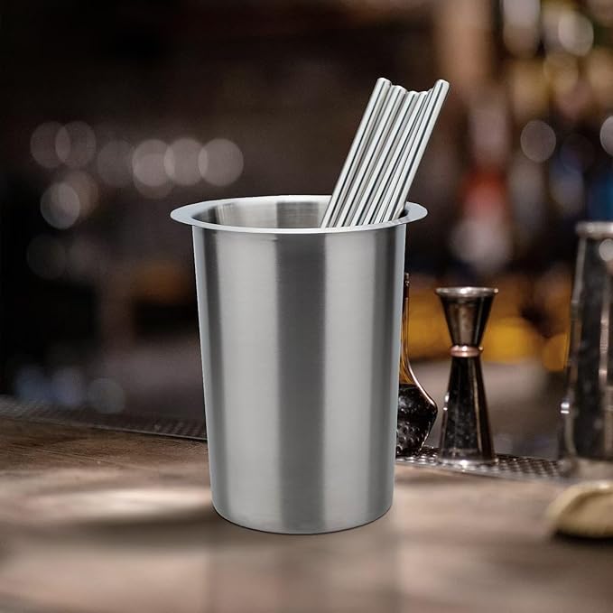 MeowvCraft Stainless Steel Utensil Holder, 5.4 x 4.5 Kitchen Caddy for Countertop, Cooking Utensil Crock for Spoon and Fork, Rust Resistant-Home, Bars and Commercial Use