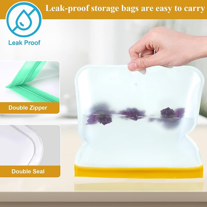 10 Pack Reusable Sandwich Bags, Silicone Sandwich Bags Reusable, Reusable Silicone Bags, Leakproof Sandwich Containers for Lunch Boxes, Travel Picnic, Work, Home Use