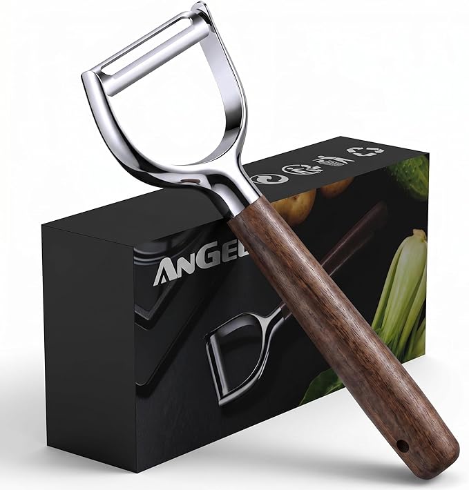 Premium Vegetable Peeler, Stainless Steel Potato Peeler with Ergonomic Wood Handle, Sharp Veggie Peeler for Potatoes, Carrots, Fruits & Cabbage, Professional Peeler for Kitchen (Y Shape)