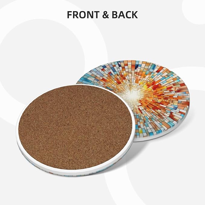 Coasters Set of 6, Coasters for Drinks Absorbent Stone with Holder, Colorful Glass Ceramic Drink Coaster for Tabletop Protection, Coffee Table Decor Ideal for Home Decor House Warming Gifts