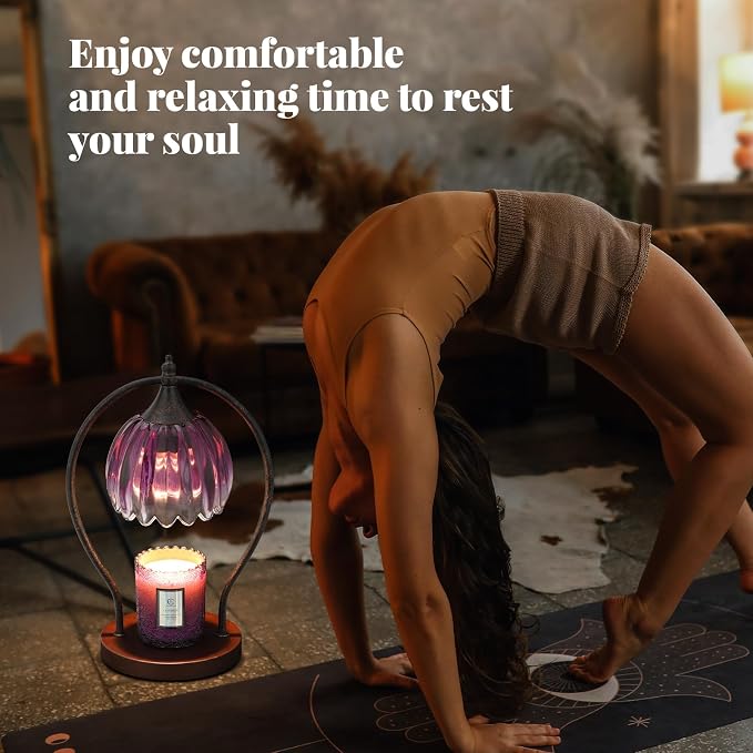Candle Warmer Lamp, Dimmable Candle Warmer with Timer, Vintage Candles Wax Warmers for Jar Candles Birthday Gifts for Women, Mothers Day Gifts for Mom, Home Decor for Bedroom Living Room, Purple Black