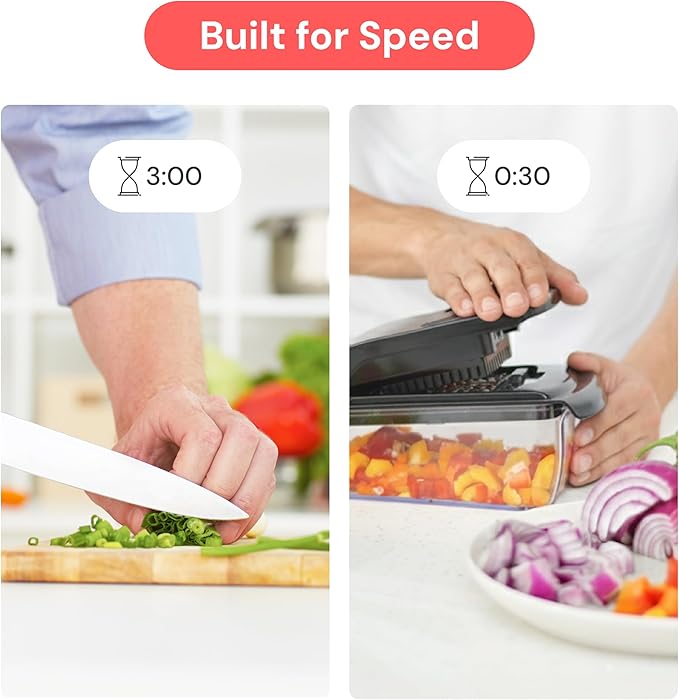 Fullstar Pro Original Vegetable Chopper & Mandoline - Chopper & Mandoline Lids - Food Chopper with Container, Fruit Slicer, Onion Dicer - All-in-One Prep Tool - Kitchen Gadgets & Gifts (6 in 1, Black)
