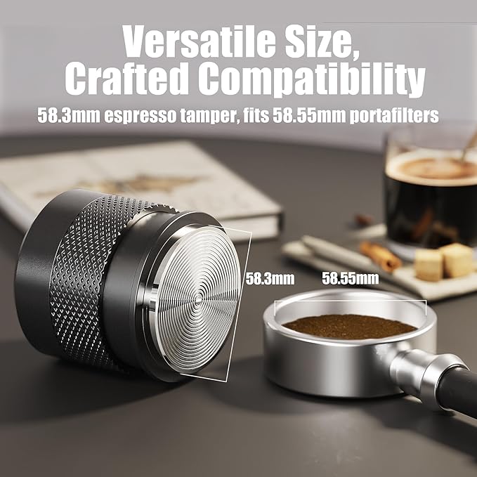 58.3mm Espresso Tamper, Maestri House Stainless Steel Barista Coffee Tamper for Espresso Machine, Spring-loaded Tamper Fits for 58.55mm Portafilter Fits All 58.55mm Espresso Portafilter