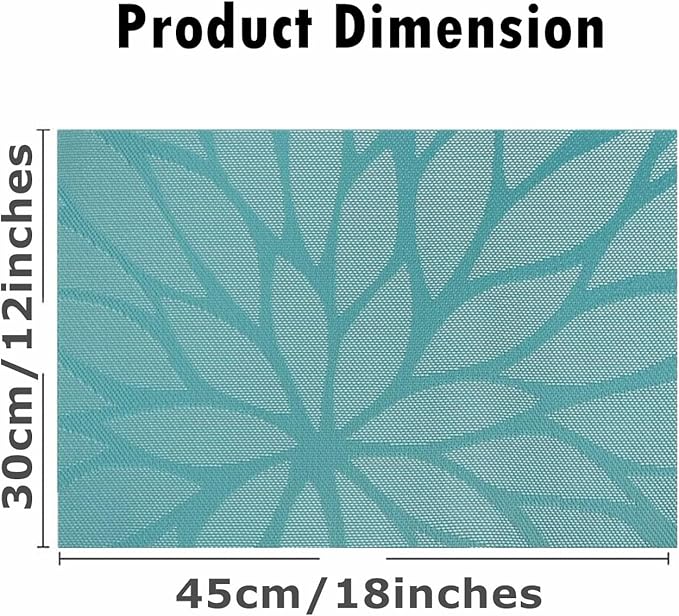 Placemats, Placemats for Dining Table Set of 6, Kitchen Table Mats Heat-Resistant Non-Slip Washable PVC Woven Vinyl Place Mats for Dining Room Table Decoration
