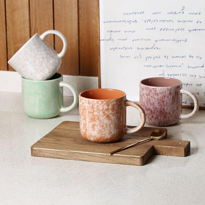 MONITO 12 OZ Coffee Mugs Set of 6, Modern Coffee Mugs Set with handle for Tea/Latte/Cappuccino/Milk/Cocoa.