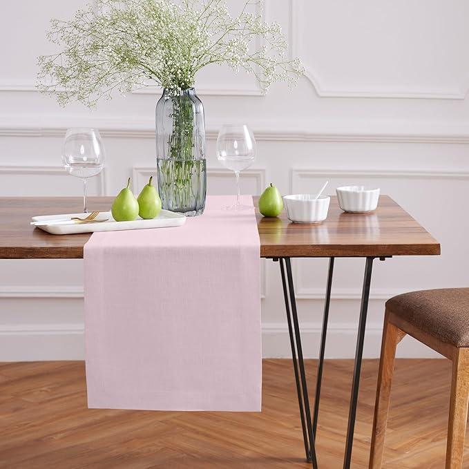 Solino Home 100% Pure Linen Ice Lilac Table Runner 54 Inches - 14 x 54 Inch for Coffee Tables and Dresser, Spring, Summer - Sonoma