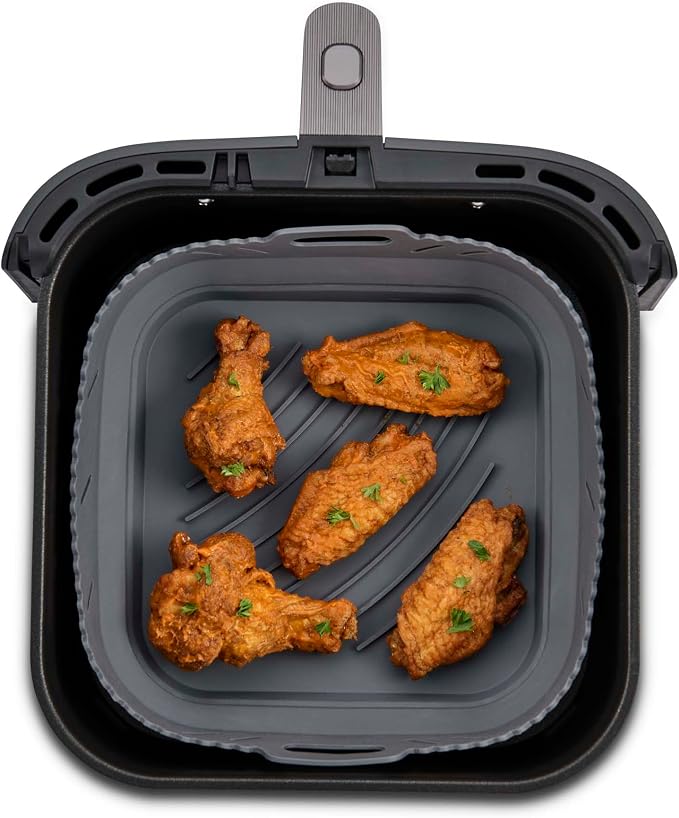 HIC Kitchen Collapsible Square Air Fryer Liner, Reusable, European-Grade Silicone, Fits 5 to 7-Quart Air Fryer Baskets