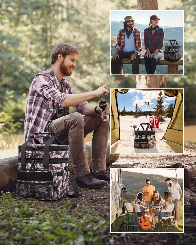 JOYHILL Lunch Bag & Lunch Box for Men Women- Insulated, Expandable Double | Tactical Leakproof, Cooler Bag for Work Office Camping Picnic Beach Daytrip, Durable Lunch Bag for Adults, 18 L/24 Can