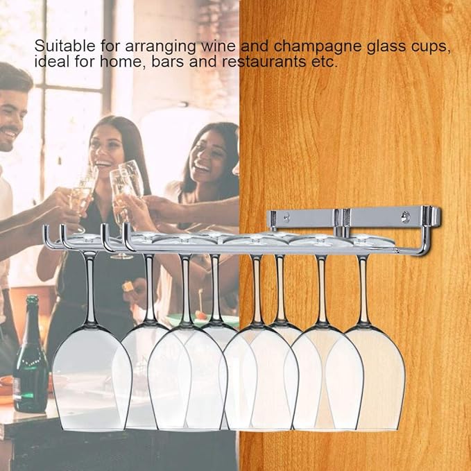 10 Inch Wine Glass Rack, Cup Wall Mounted Stemware Under Cabinet Wire Wine Decor Rack Hanging Stemware Holder Kitchen Shelves for Home Bar
